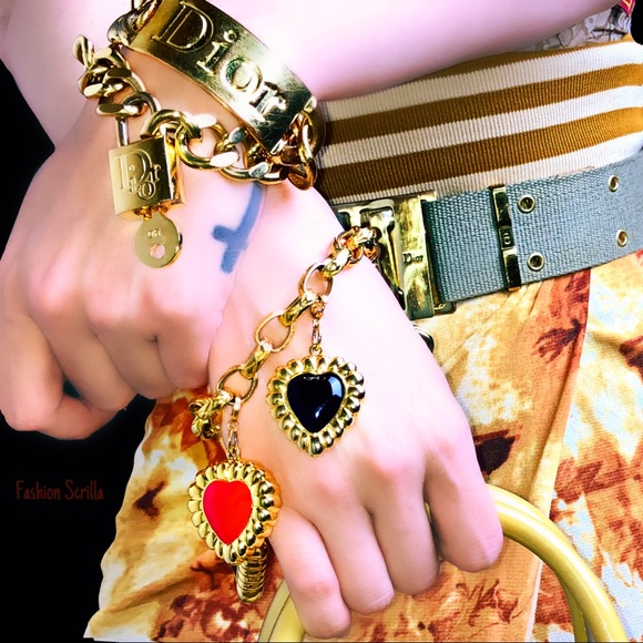 Christian Dior By John Galliano Vintage Runway Chain Link Logo Padlock Bracelet - Picture 3 of 16